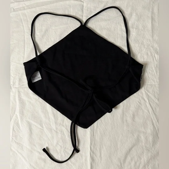 White Fox Black and Silver Rhinestone Halter Diamond Backless Top XS - Picture 3 of 8